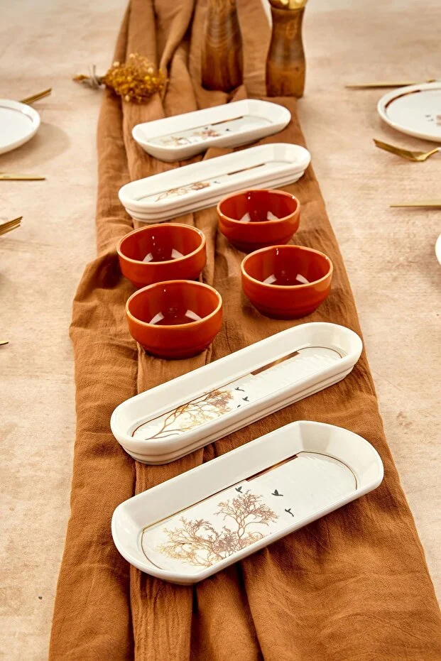 Gold Lüx Seramik Dilek Ağacı 14 Parça Kahvaltı Takımı